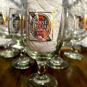 PABST Blue Ribbon Special Dark Stem Glass with Gold Logo - Rare